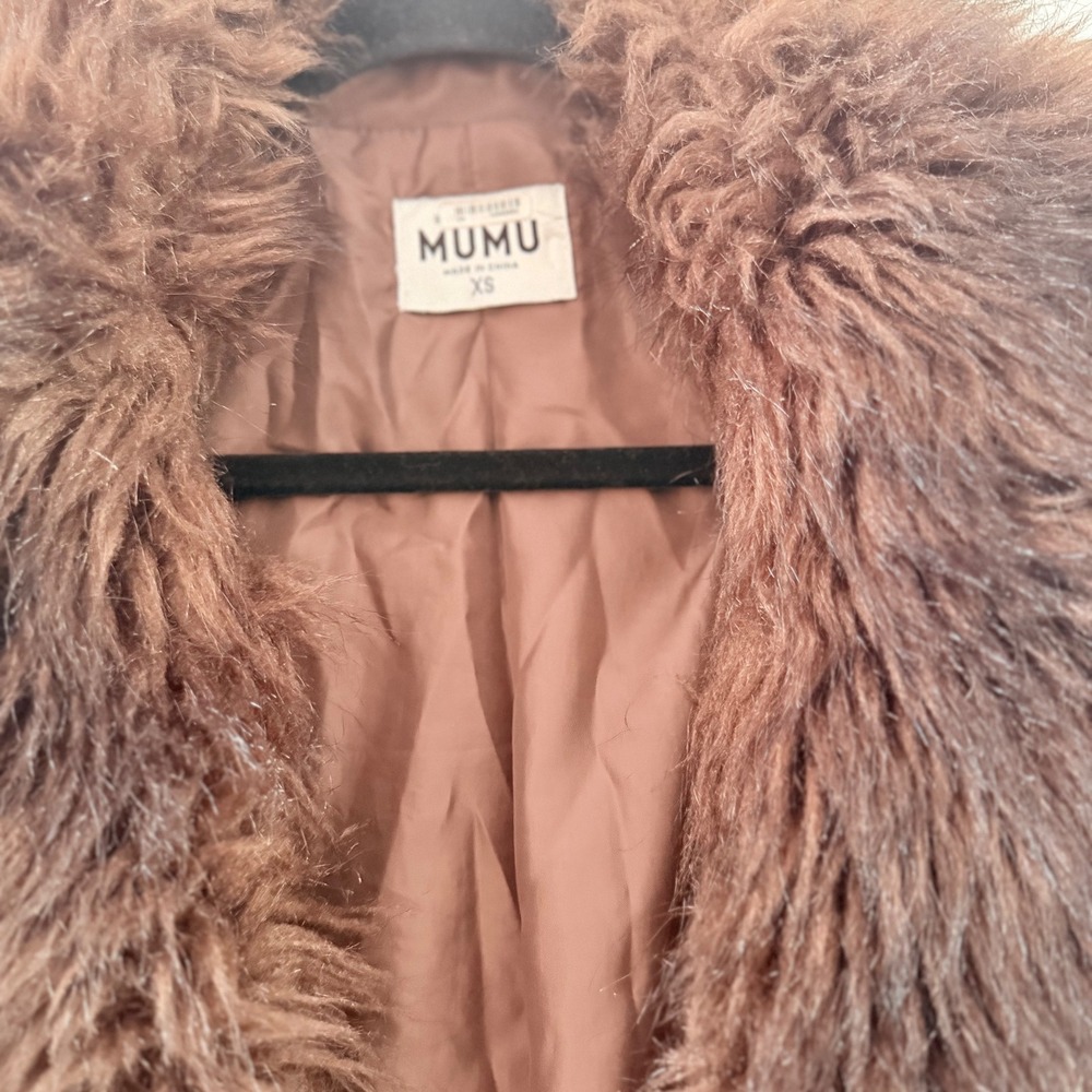 Show Me Your Mumu Penny Lane Faux Leather Fur Coat Brown Small Y2K Style - Picture 5 of 6